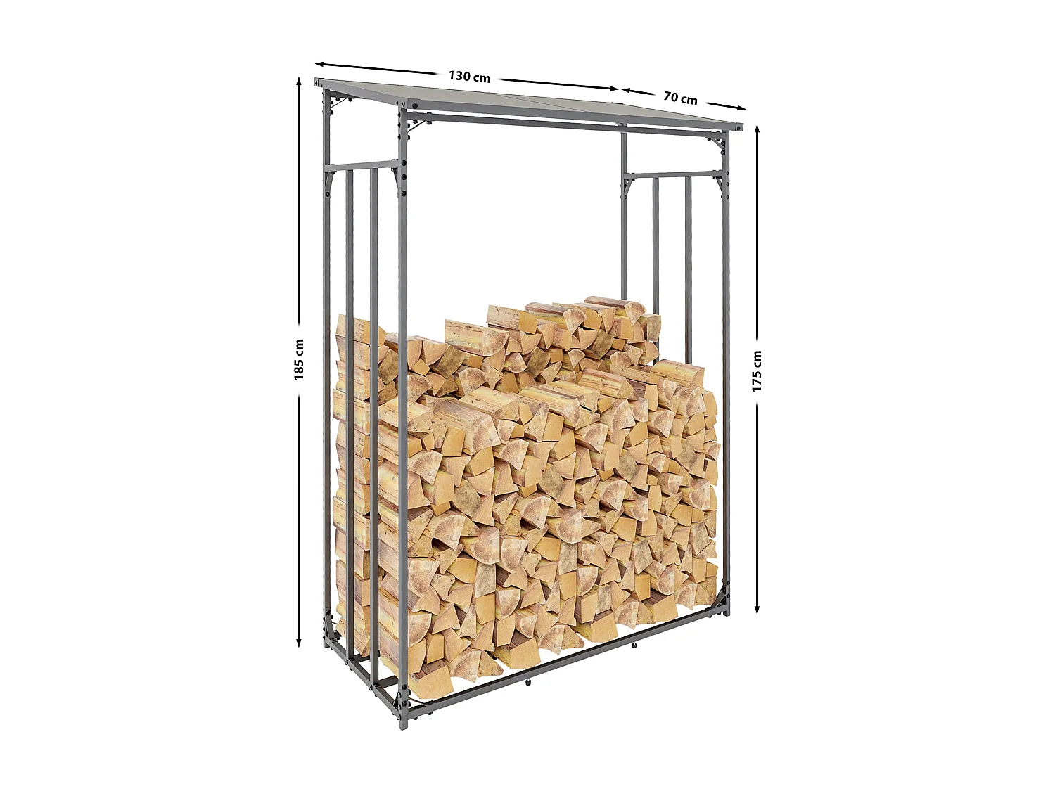 Range-bûches étagère support bois bois marron 130 x 70 x 185 cm 10_0003582