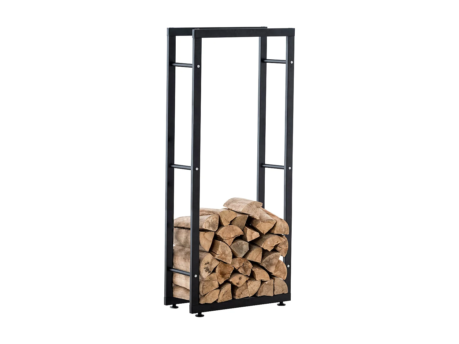 Range-bûches étagère support bois métal marron 40 x 25 x 125 cm DEC10031