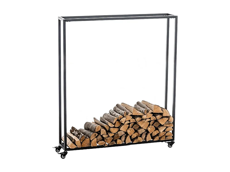 Range-bûches étagère support bois métal marron 100 x 25 x 150 cm 10_0003527