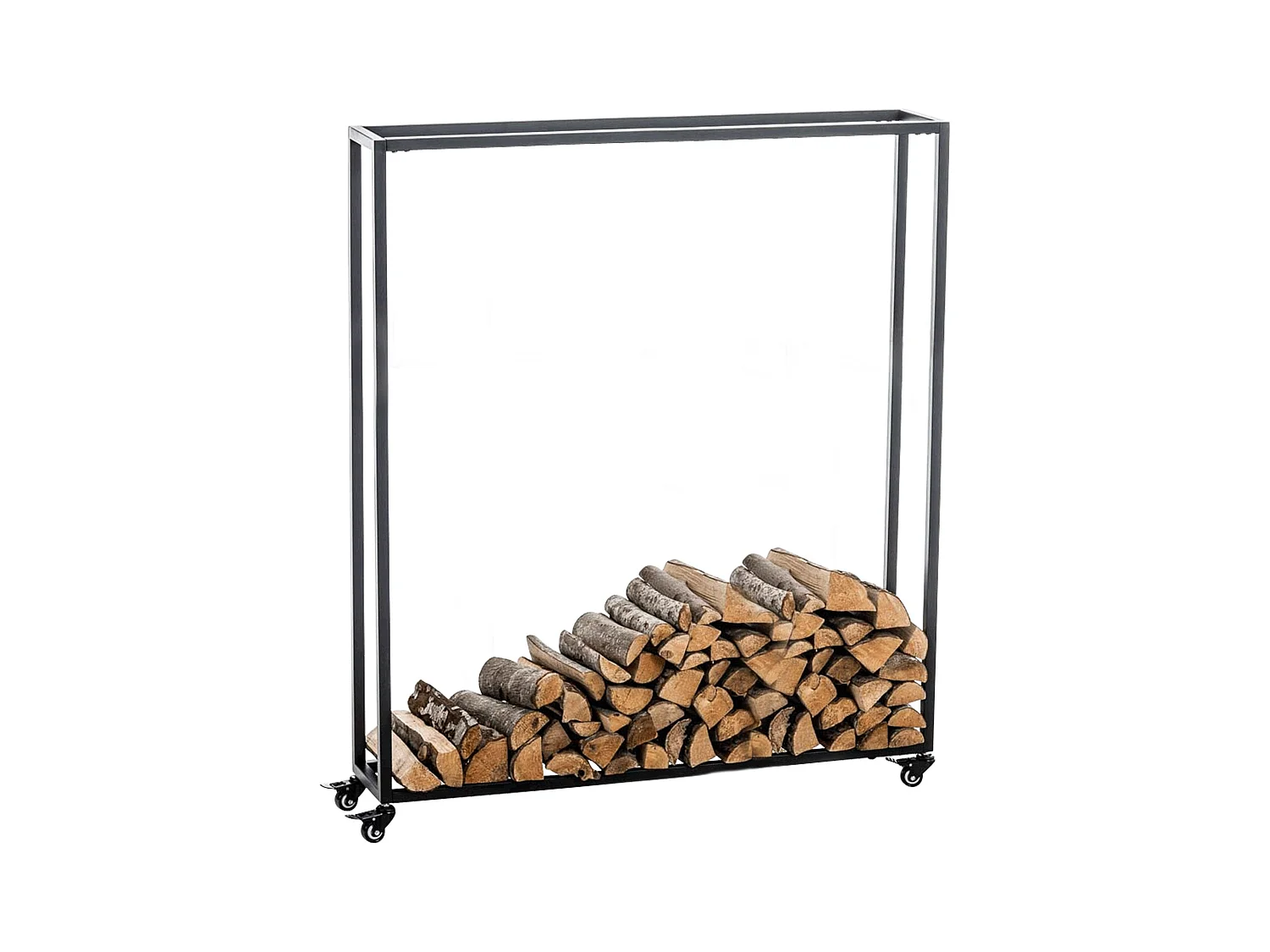 Range-bûches étagère support bois métal marron 100 x 25 x 150 cm 10_0003527