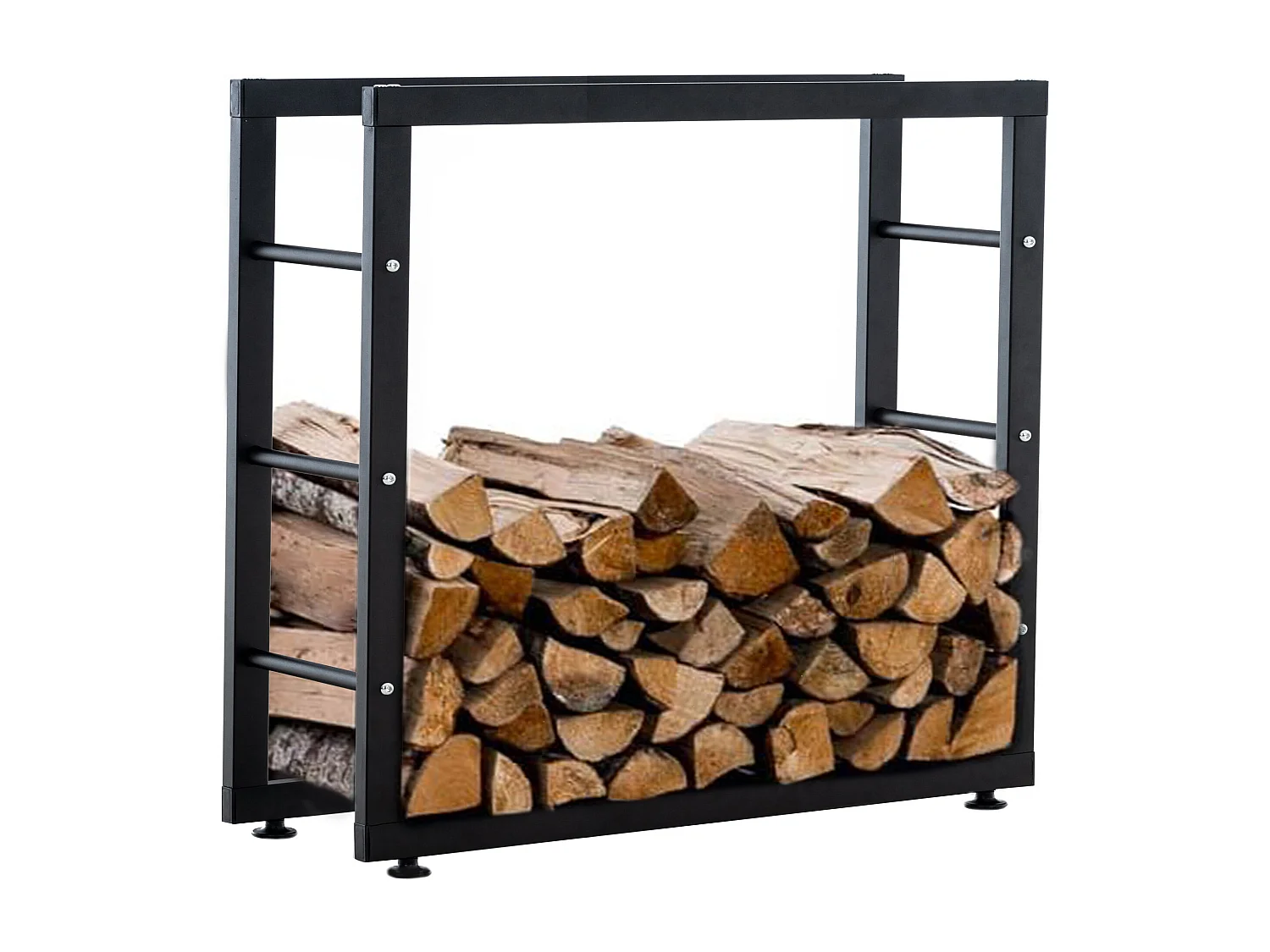 Range-bûches étagère support bois métal marron 100 x 25 x 80 cm DEC10026