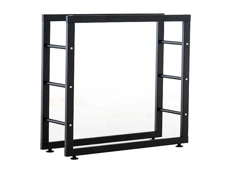 Range-bûches étagère support bois métal marron 100 x 25 x 80 cm DEC10026