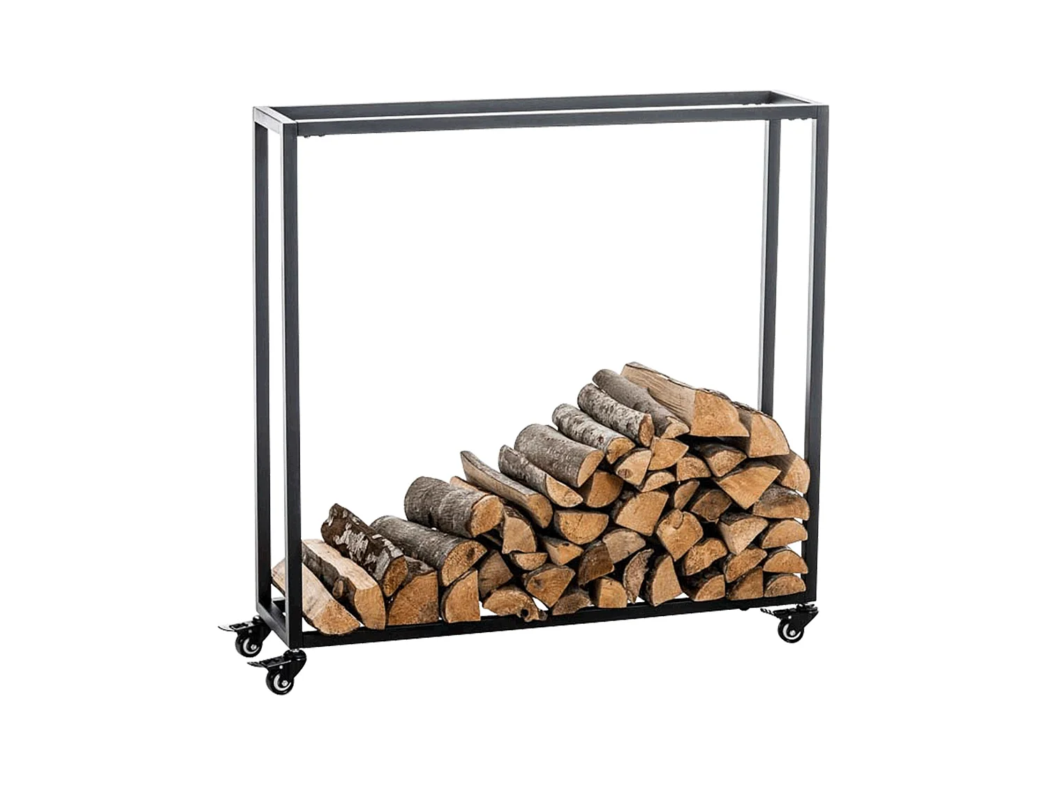 Range-bûches étagère support bois métal marron 100 x 25 x 100 cm 10_0003526