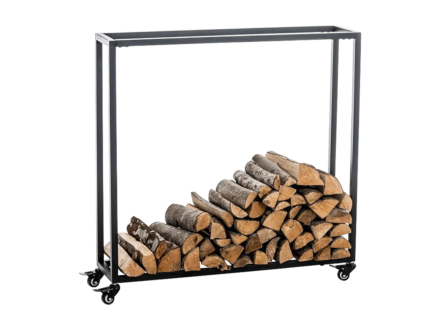 Range-bûches étagère support bois métal marron 100 x 25 x 100 cm 10_0003526