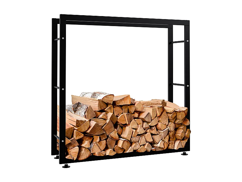 Range-bûches étagère support bois métal marron 100 x 25 x 100 cm 10_0003545