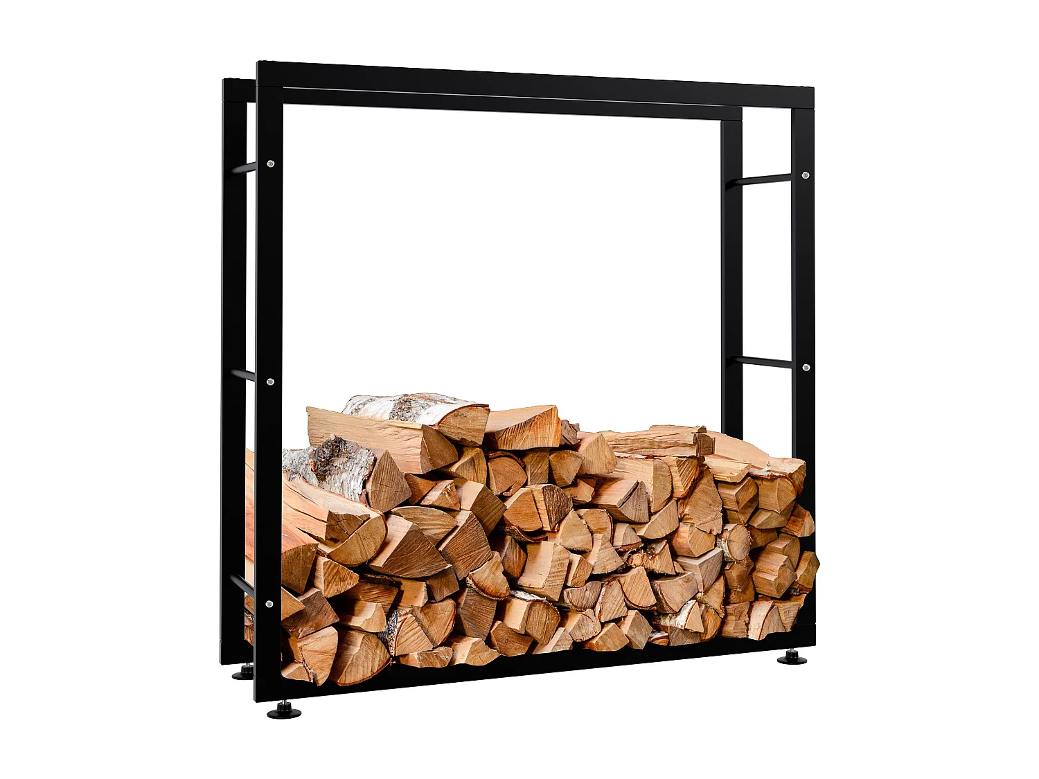 Range-bûches étagère support bois métal marron 100 x 25 x 100 cm 10_0003545