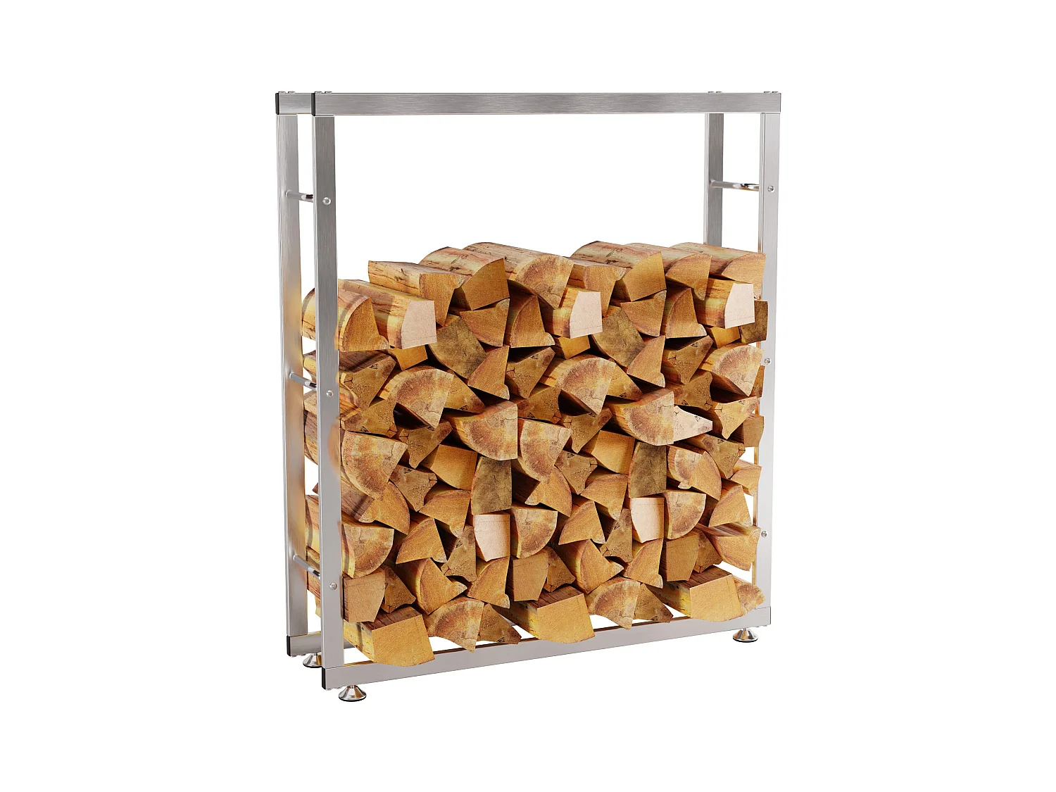 Range-bûches étagère support bois argenté 125 x 25 x 100 cm 10_0003547