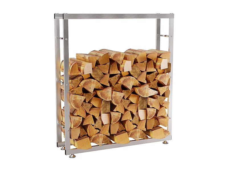 Range-bûches étagère support bois argenté 125 x 25 x 100 cm 10_0003547