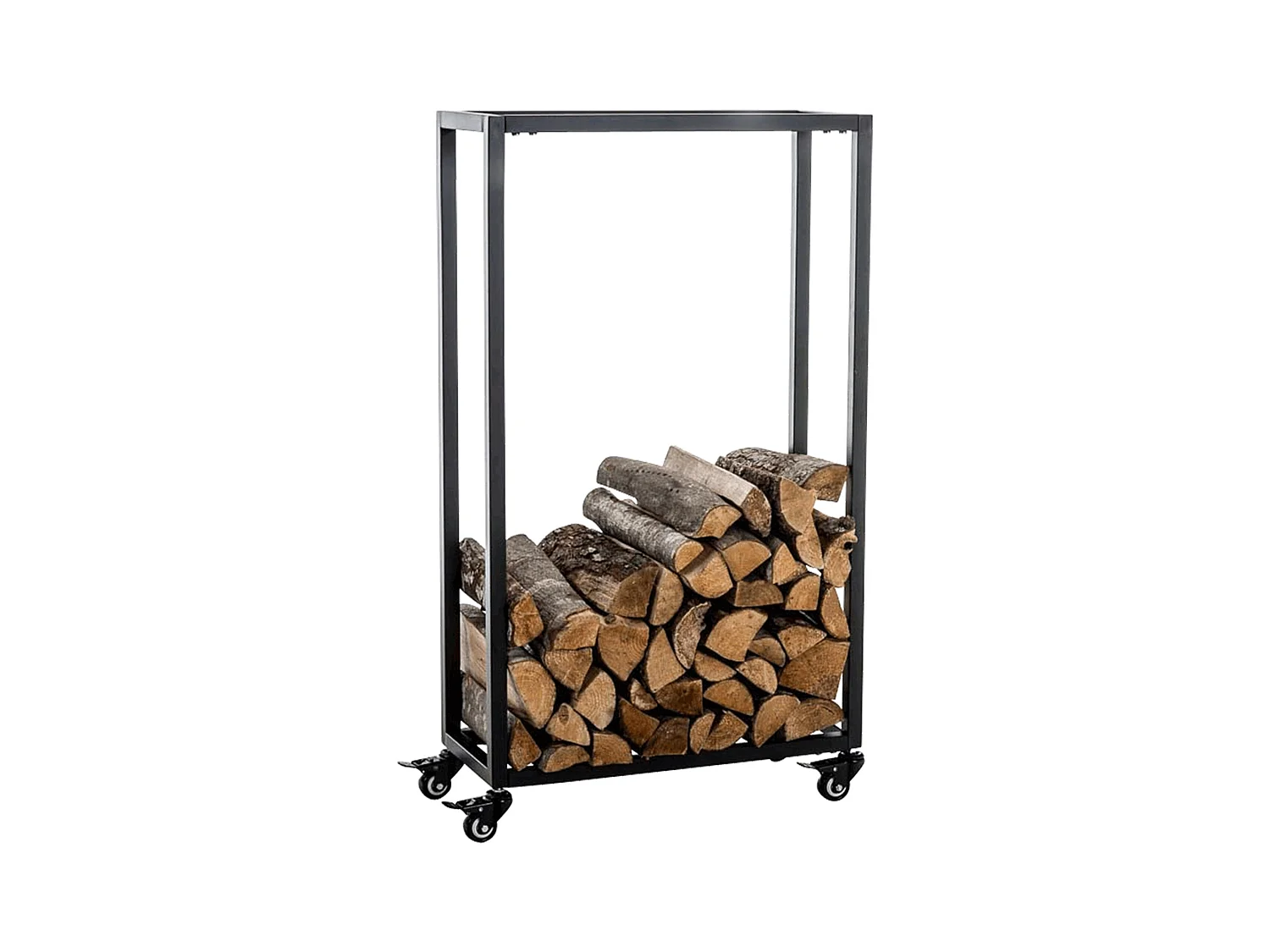 Range-bûches étagère support bois métal marron 40 x 25 x 100 cm 10_0003528