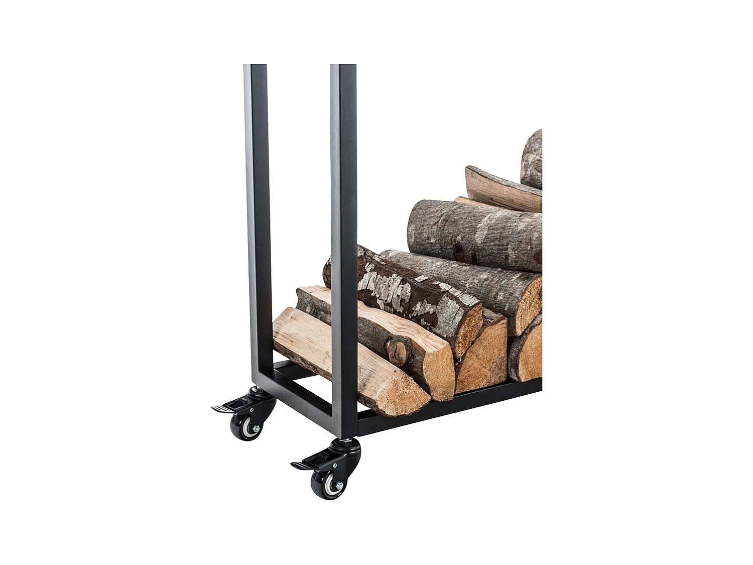 Range-bûches étagère support bois métal marron 40 x 25 x 100 cm 10_0003528