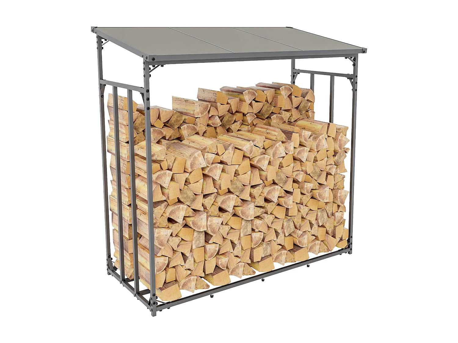 Range-bûches étagère support bois bois marron 143 x 70 x 145 cm 10_0003584