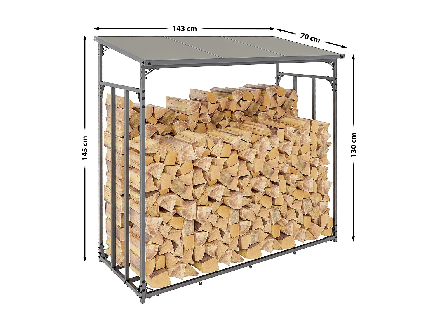 Range-bûches étagère support bois bois marron 143 x 70 x 145 cm 10_0003584