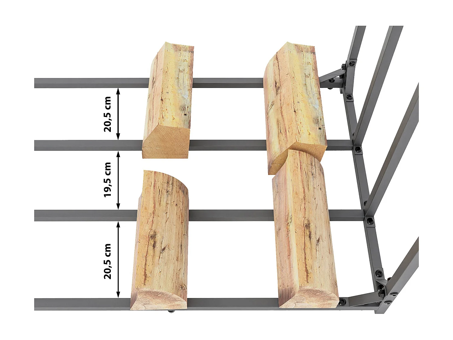 Range-bûches étagère support bois bois marron 143 x 70 x 145 cm 10_0003584