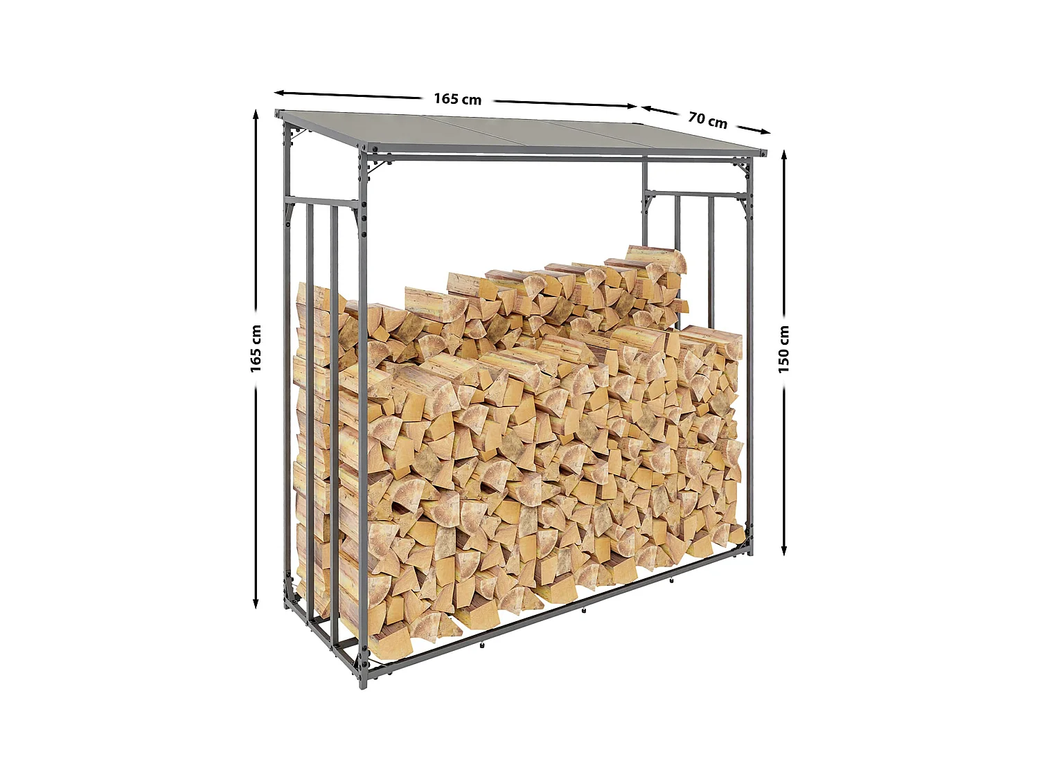 Range-bûches étagère support bois bois marron 165 x 70 x 165 cm 10_0003585