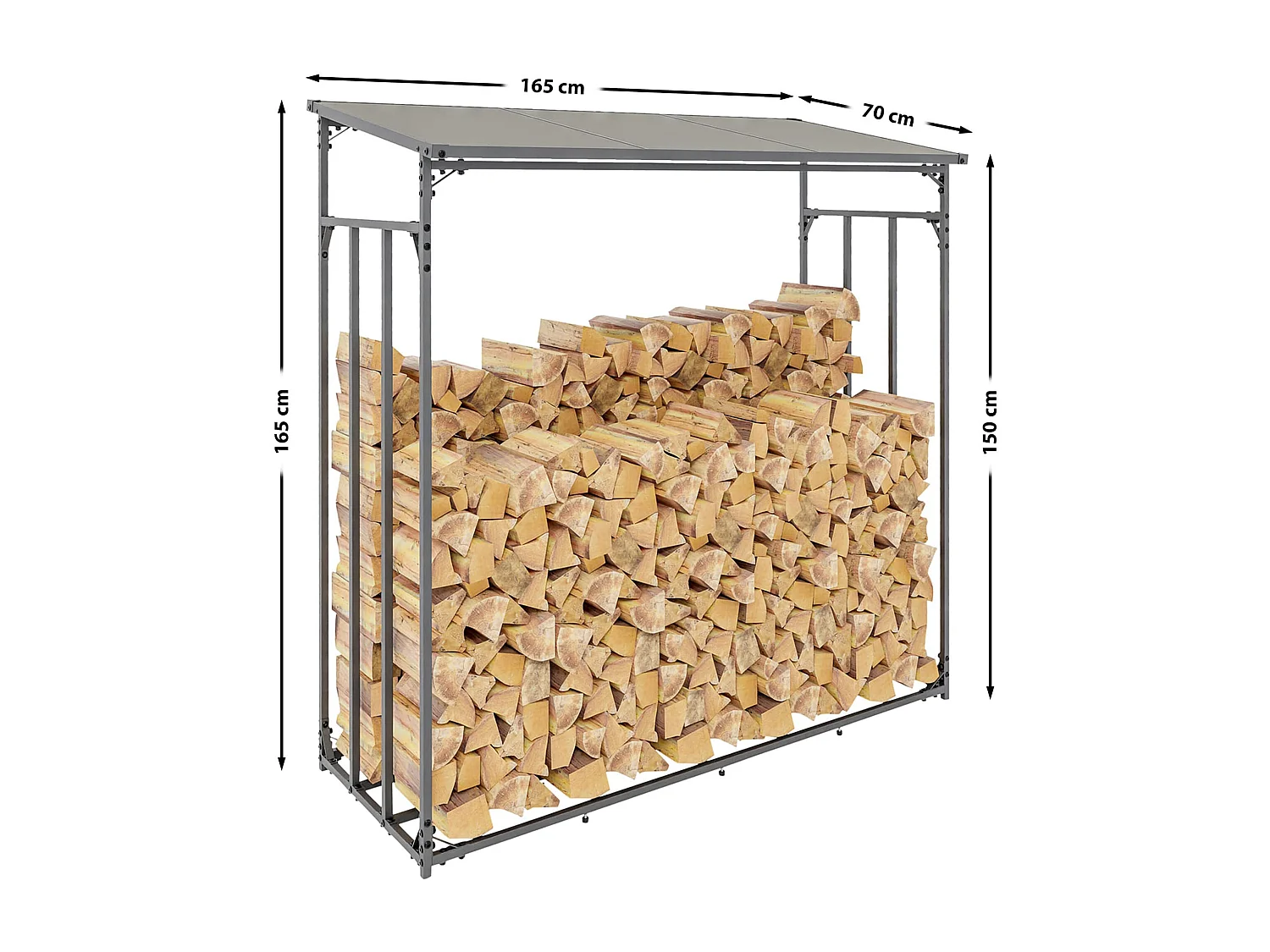 Range-bûches étagère support bois bois marron 165 x 70 x 165 cm 10_0003585