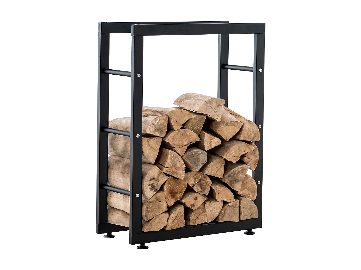 Range-bûches étagère support bois métal marron 100 x 25 x 80 cm DEC10027