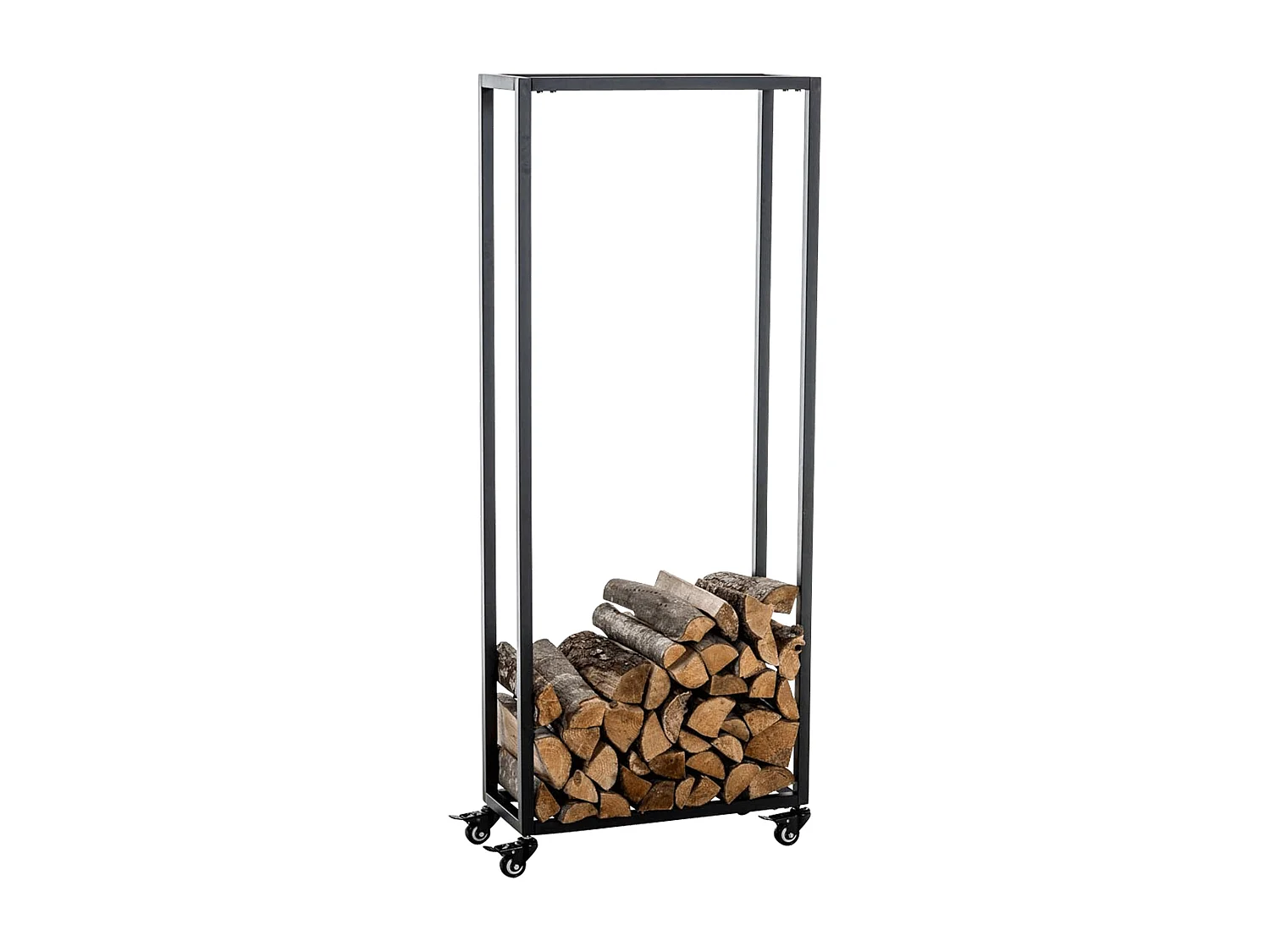 Range-bûches étagère support bois métal marron 40 x 25 x 150 cm 10_0003529