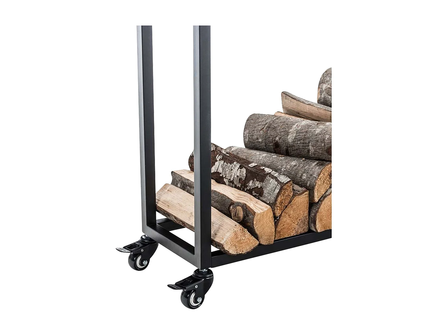 Range-bûches étagère support bois métal marron 40 x 25 x 150 cm 10_0003529