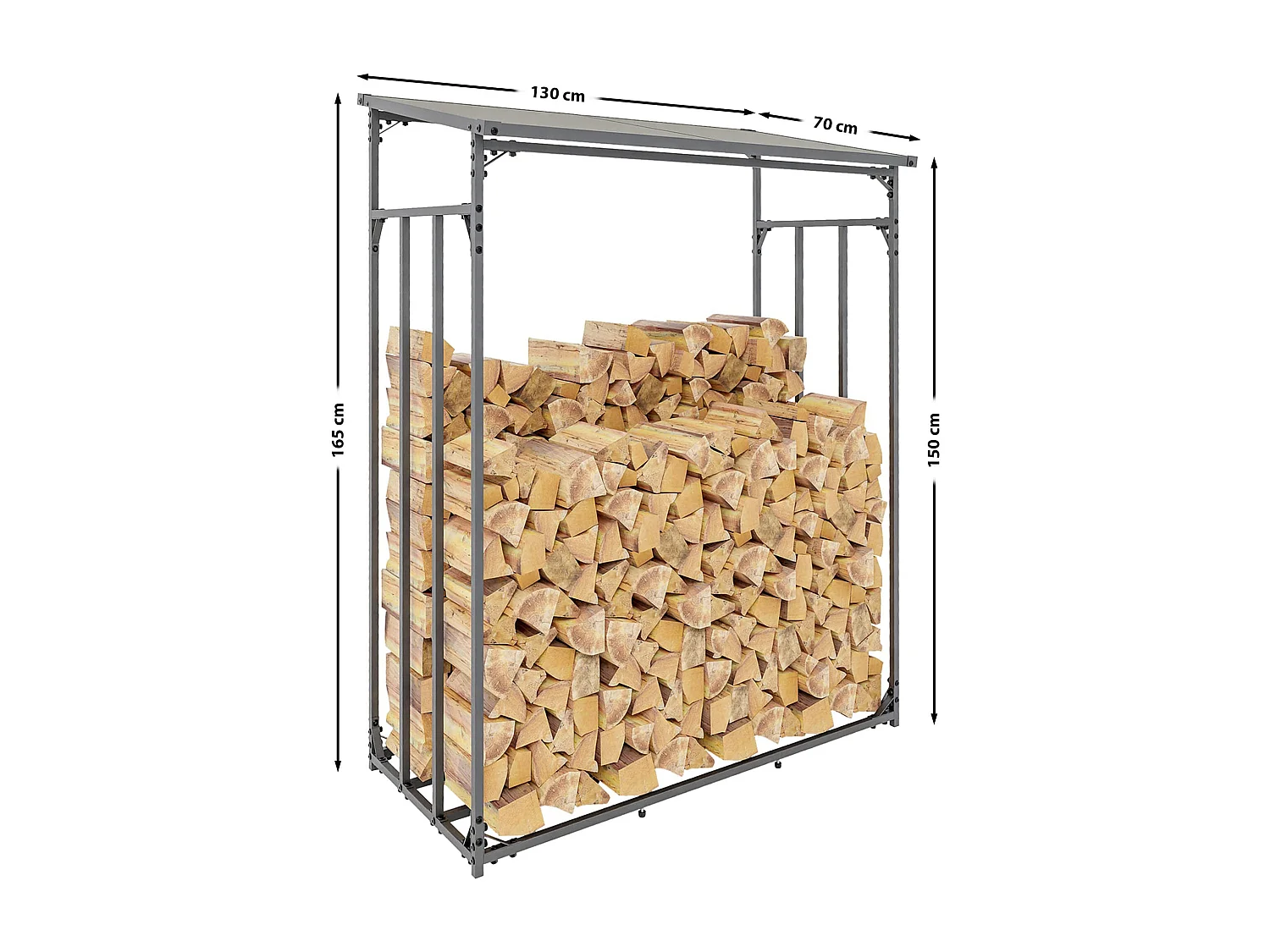 Range-bûches étagère support bois bois marron 130 x 70 x 165 cm 10_0003583