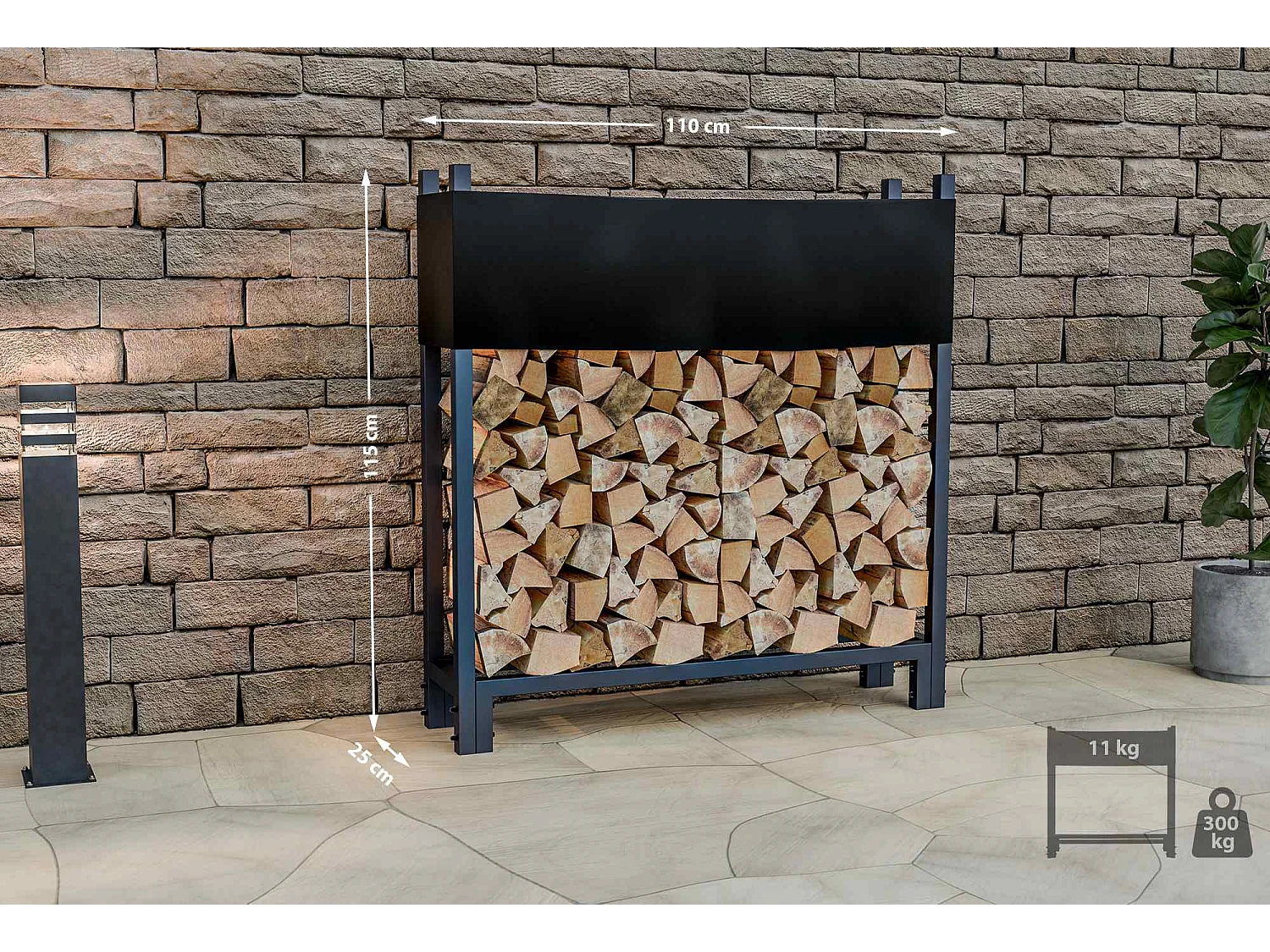 Support à bûches avec 110 x 25 x 115 cm 10_0003516