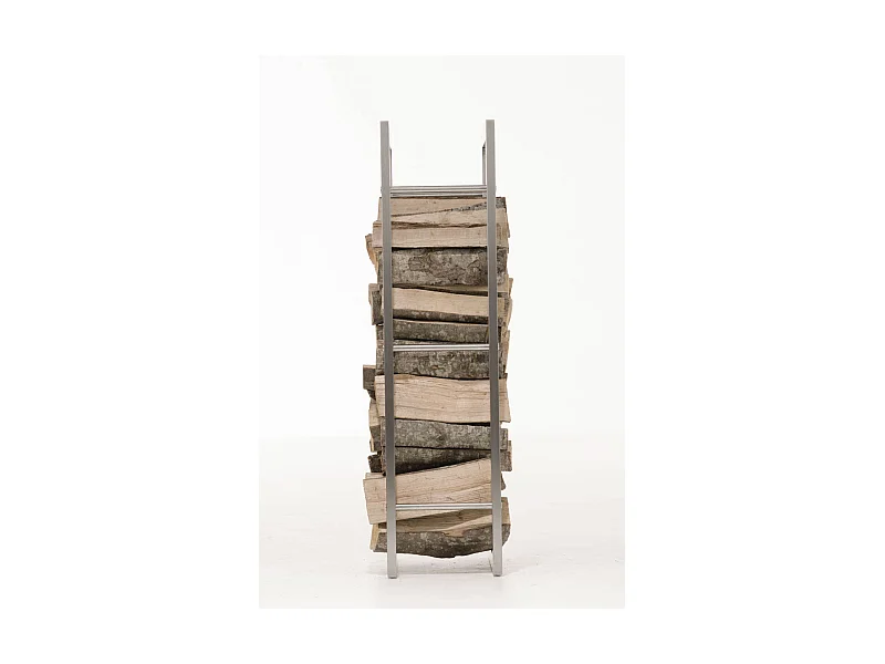 Range-bûches étagère support bois argenté 60 x 25 x 150 cm 10_0003541