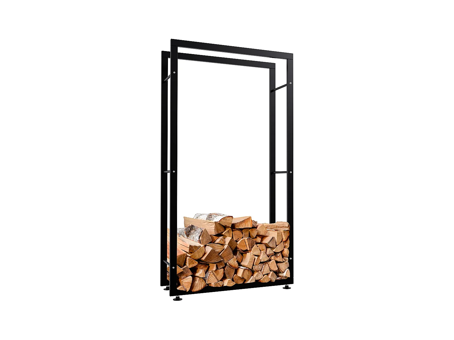 Range-bûches étagère support bois métal marron 80 x 25 x 150 cm 10_0003560