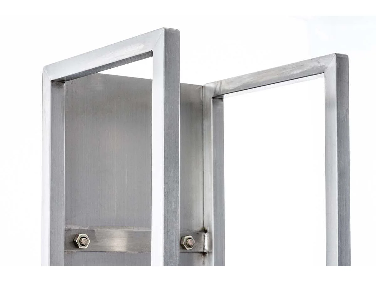 Range-bûches étagère en acier argenté 25 x 25 x 100 cm DEC10015