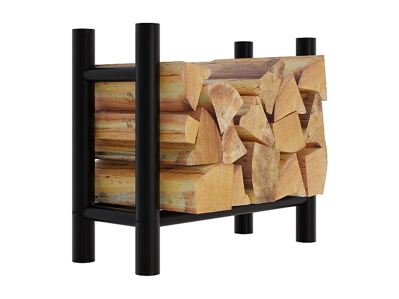 Range-bûches support bois de métal marron 60 x 30 x 60 cm 10_0003570