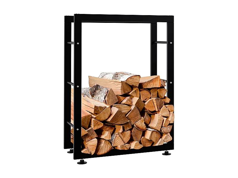 Range-bûches étagère support bois métal marron 60 x 25 x 80 cm 10_0003557