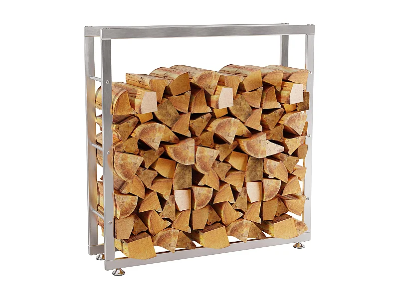 Range-bûches étagère support bois argenté 100 x 25 x 100 cm 10_0003546