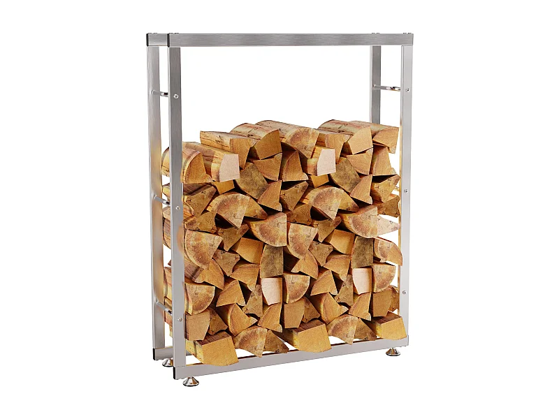 Range-bûches étagère support bois argenté 125 x 25 x 80 cm 10_0003559