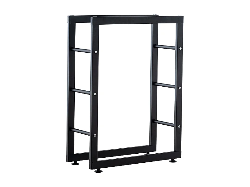 Range-bûches étagère support bois métal marron 40 x 25 x 80 cm DEC10032