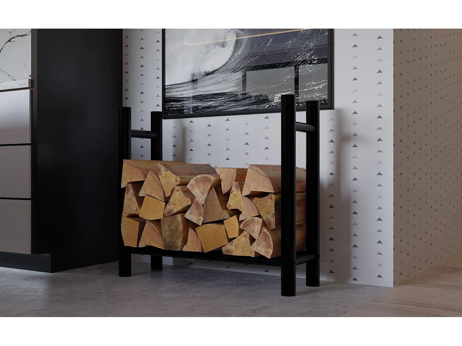 Range-bûches support bois de métal marron 80 x 30 x 80 cm 10_0003572