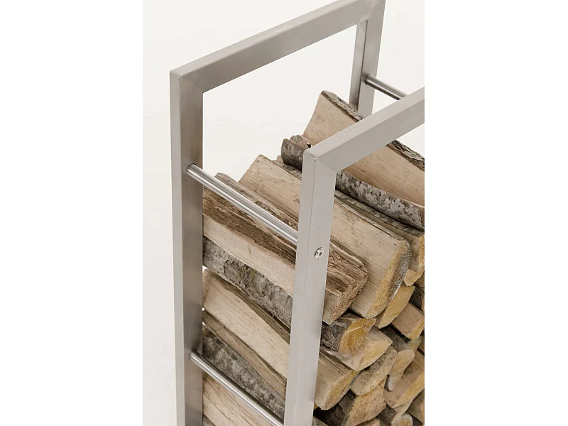 Range-bûches étagère support bois argenté 60 x 25 x 100 cm 10_0003539