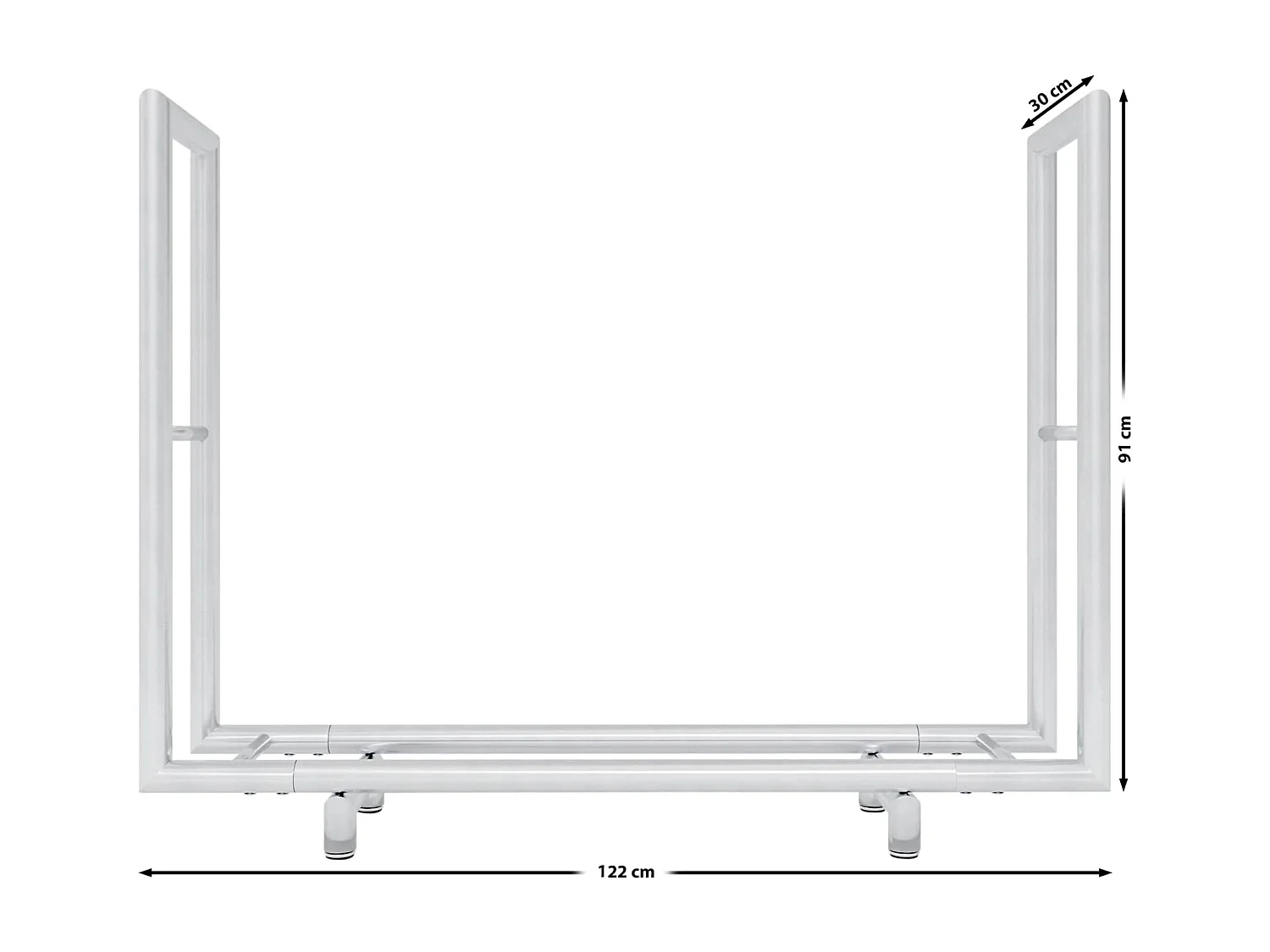 Porte-bûches rangement bois de argenté 122 x 30 x 91 cm 10_0003525
