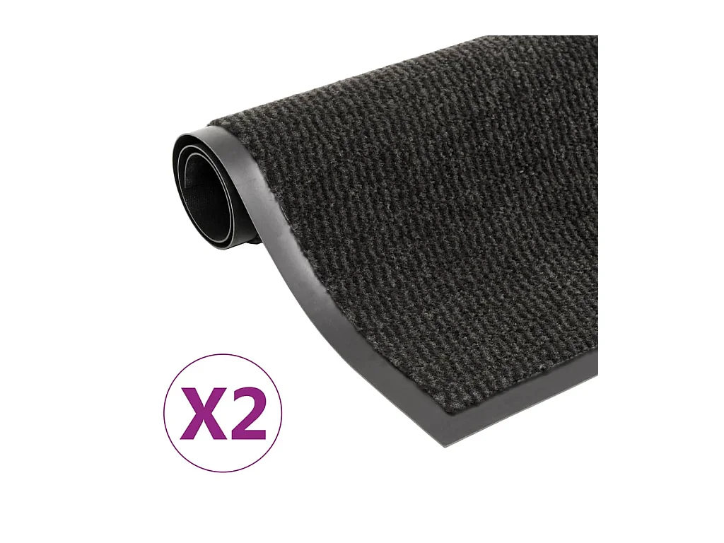 Lot de 2 paillassons noire 40 x 60 x cm DEC023154