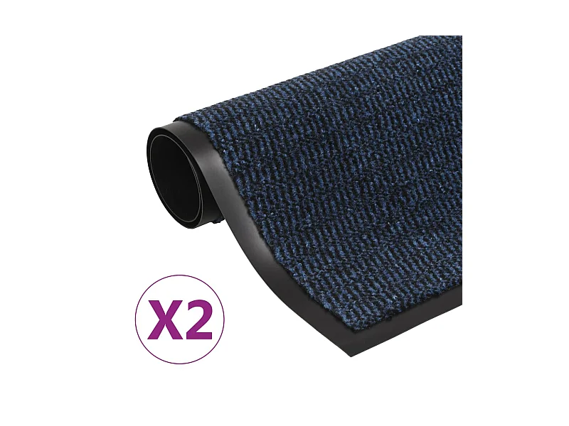 Lot de 2 paillassons bleue 60 x 90 x cm DEC023160