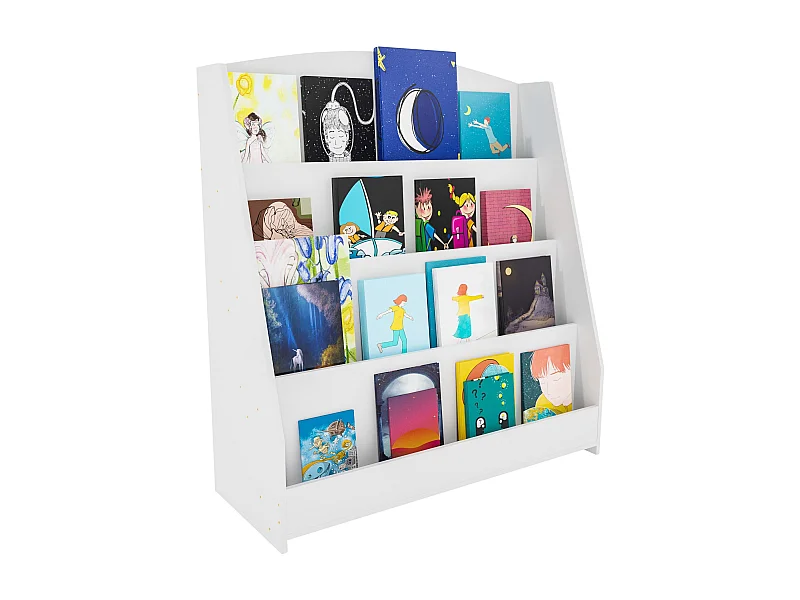 Bibliothèque étagère pour enfant effet bois blanche 80 x 30 x 88 cm 10_0003497