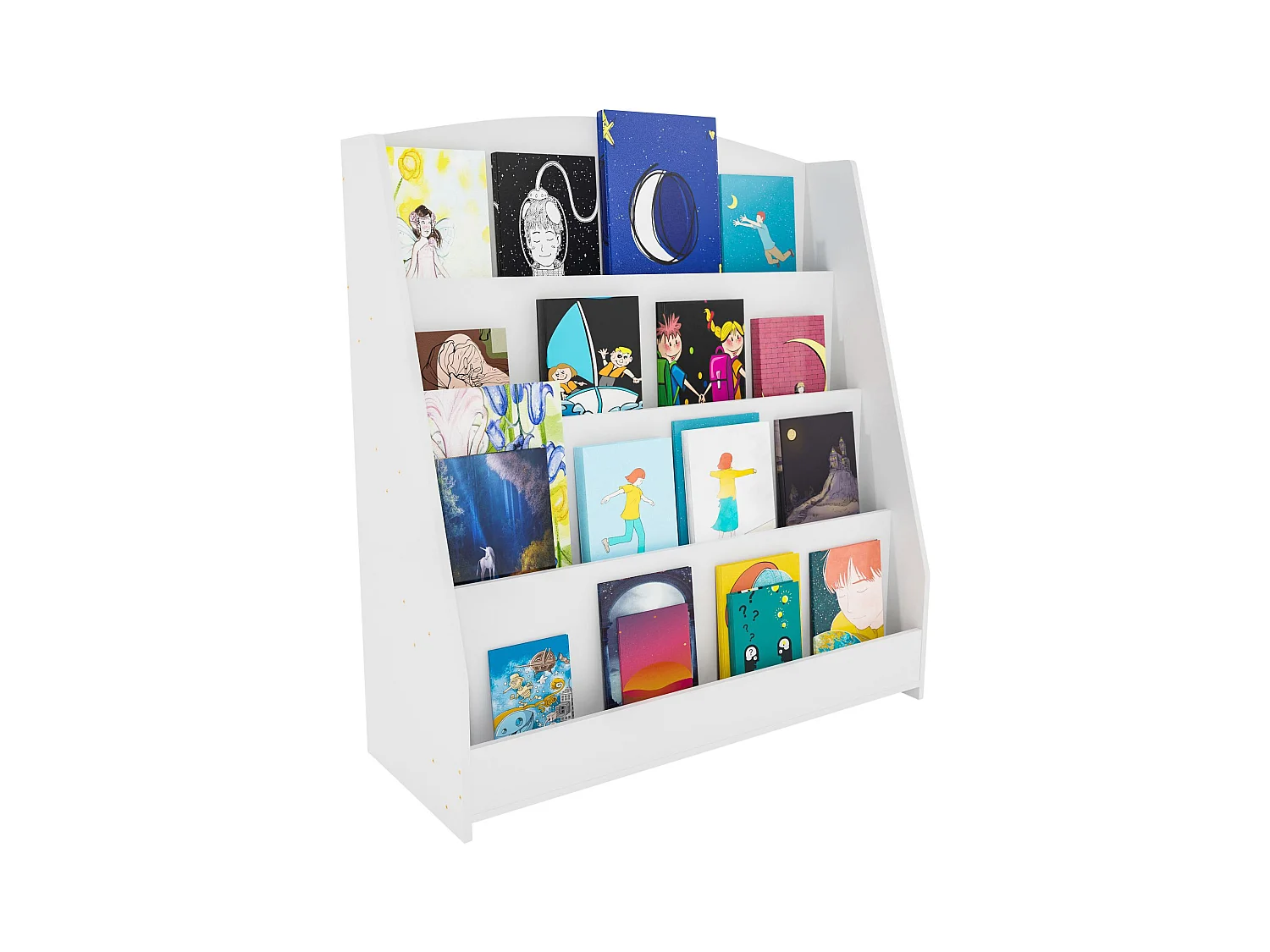 Bibliothèque étagère pour enfant effet bois blanche 80 x 30 x 88 cm 10_0003497