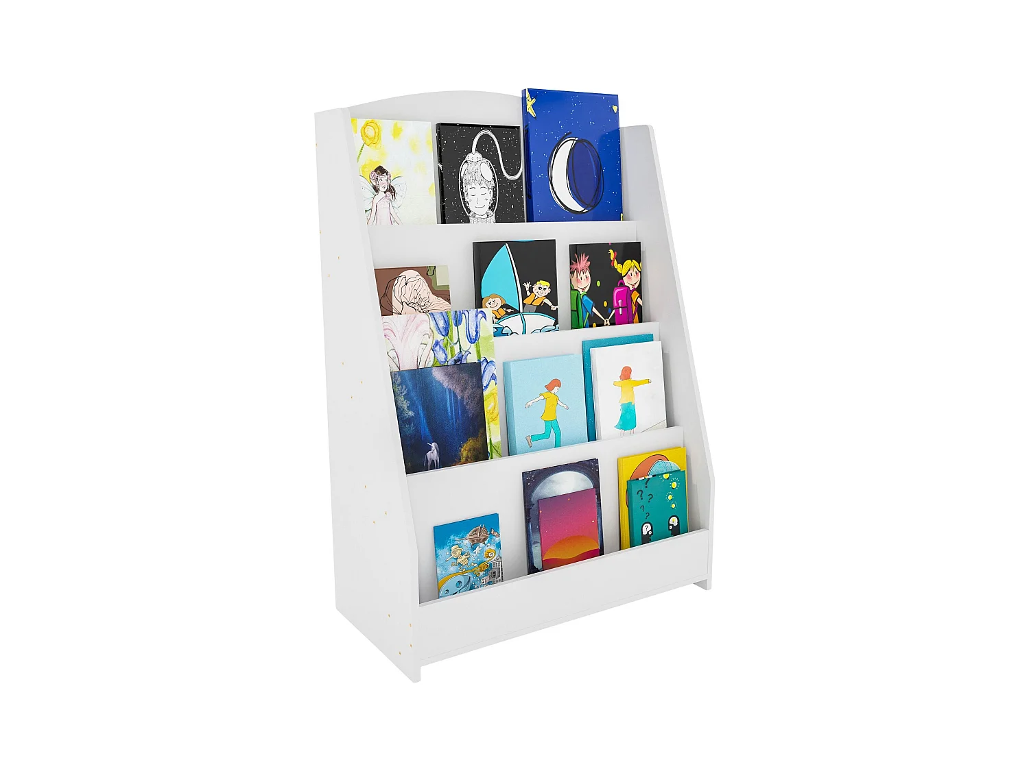 Bibliothèque étagère pour enfant effet bois blanche 60 x 30 x 88 cm 10_0003496