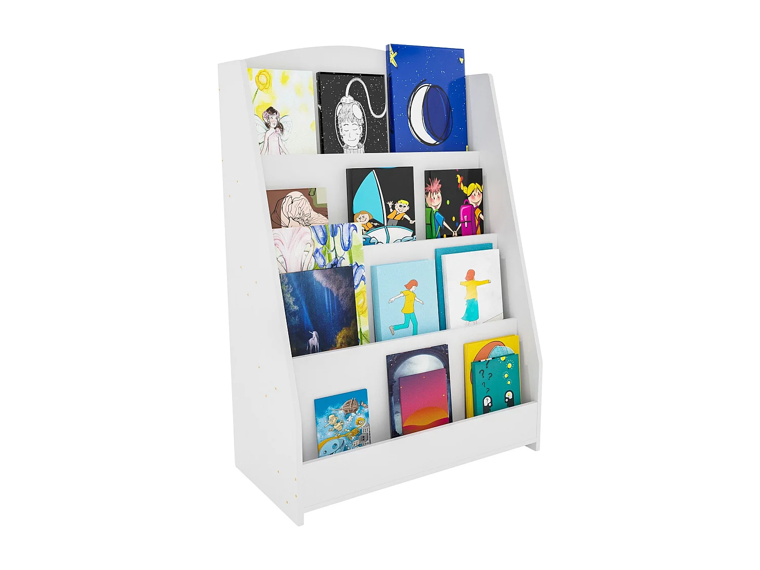 Bibliothèque étagère pour enfant effet bois blanche 60 x 30 x 88 cm 10_0003496