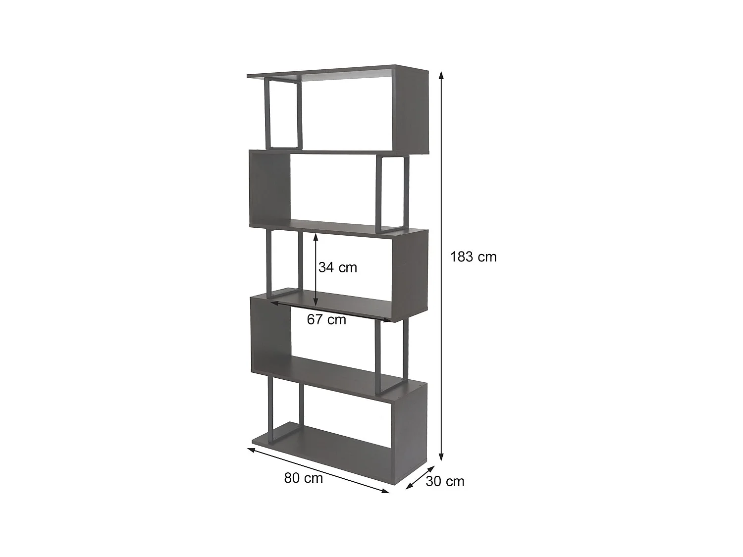 Bibliothèque étagère sur pied métal marron 80 x 30 x 183 cm 04_0001281