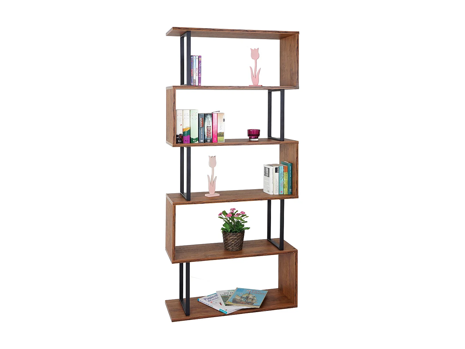 Bibliothèque étagère sur pied métal marron 80 x 30 x 183 cm 04_0001281