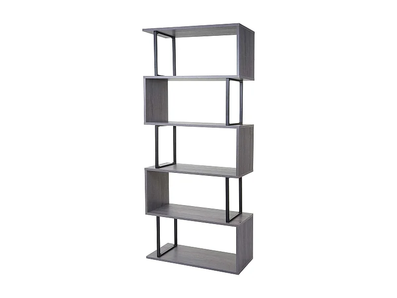 Bibliothèque étagère de salon métal grise 80 x 30 x 183 cm 04_0001279
