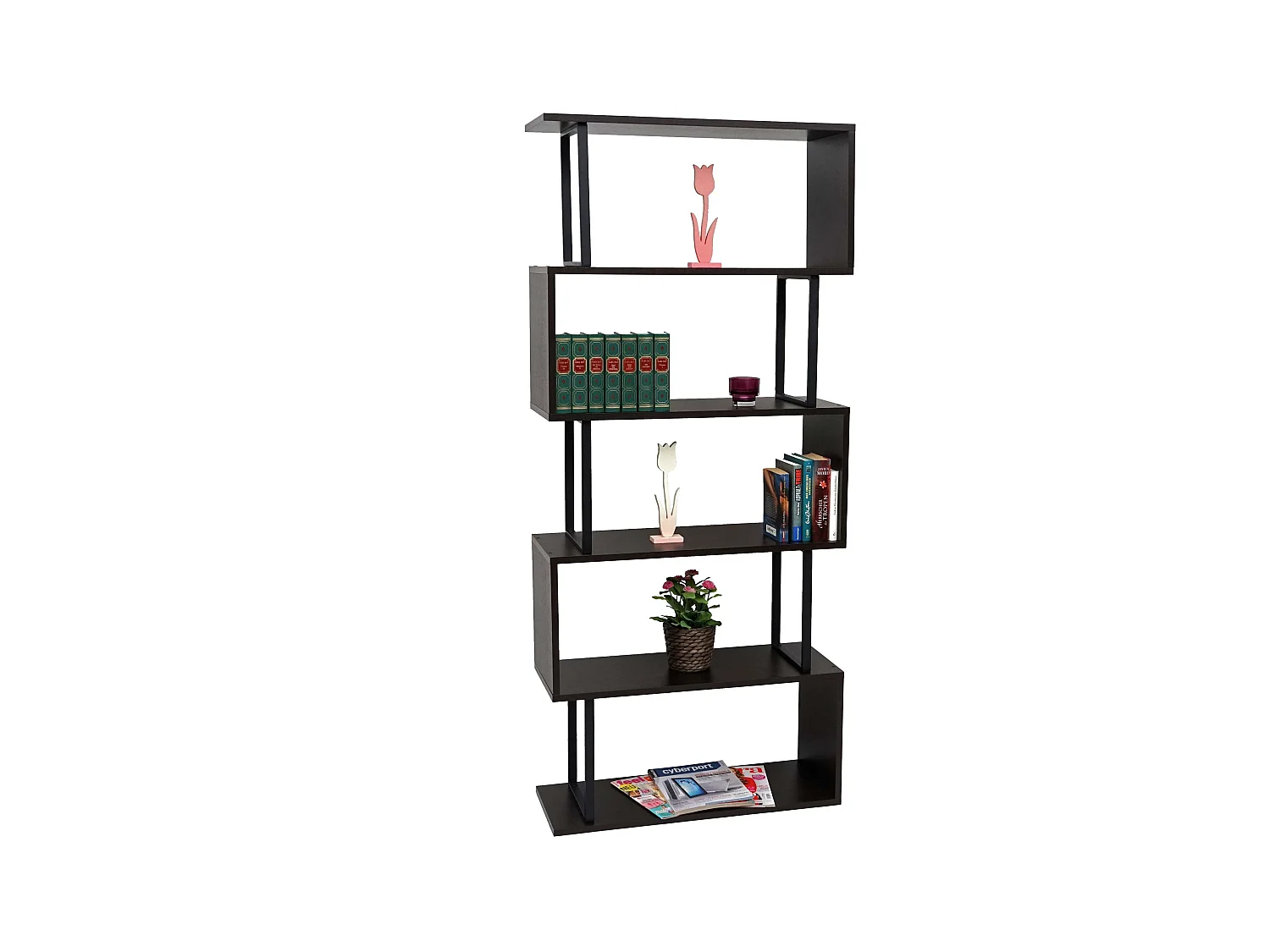 Bibliothèque étagère autoportante meuble métal marron 80 x 30 x 183 cm 04_0001322