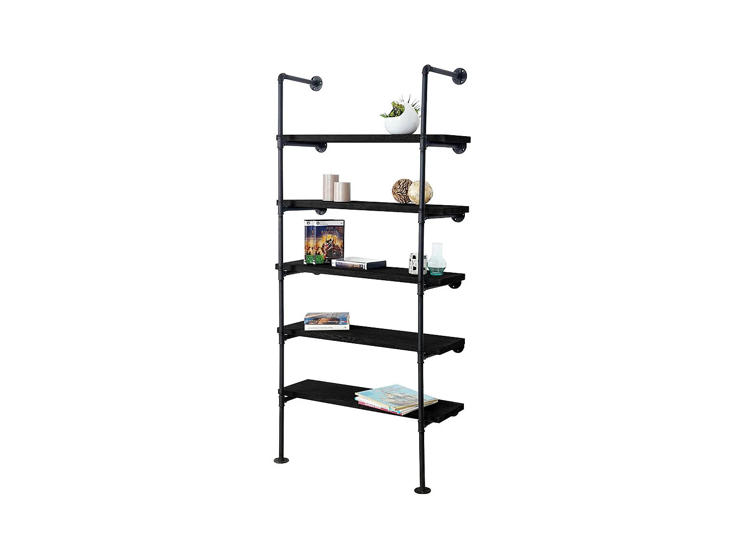 Étagère sur pieds rangement métal marron 80 x 28 x 165 cm 04_0004268