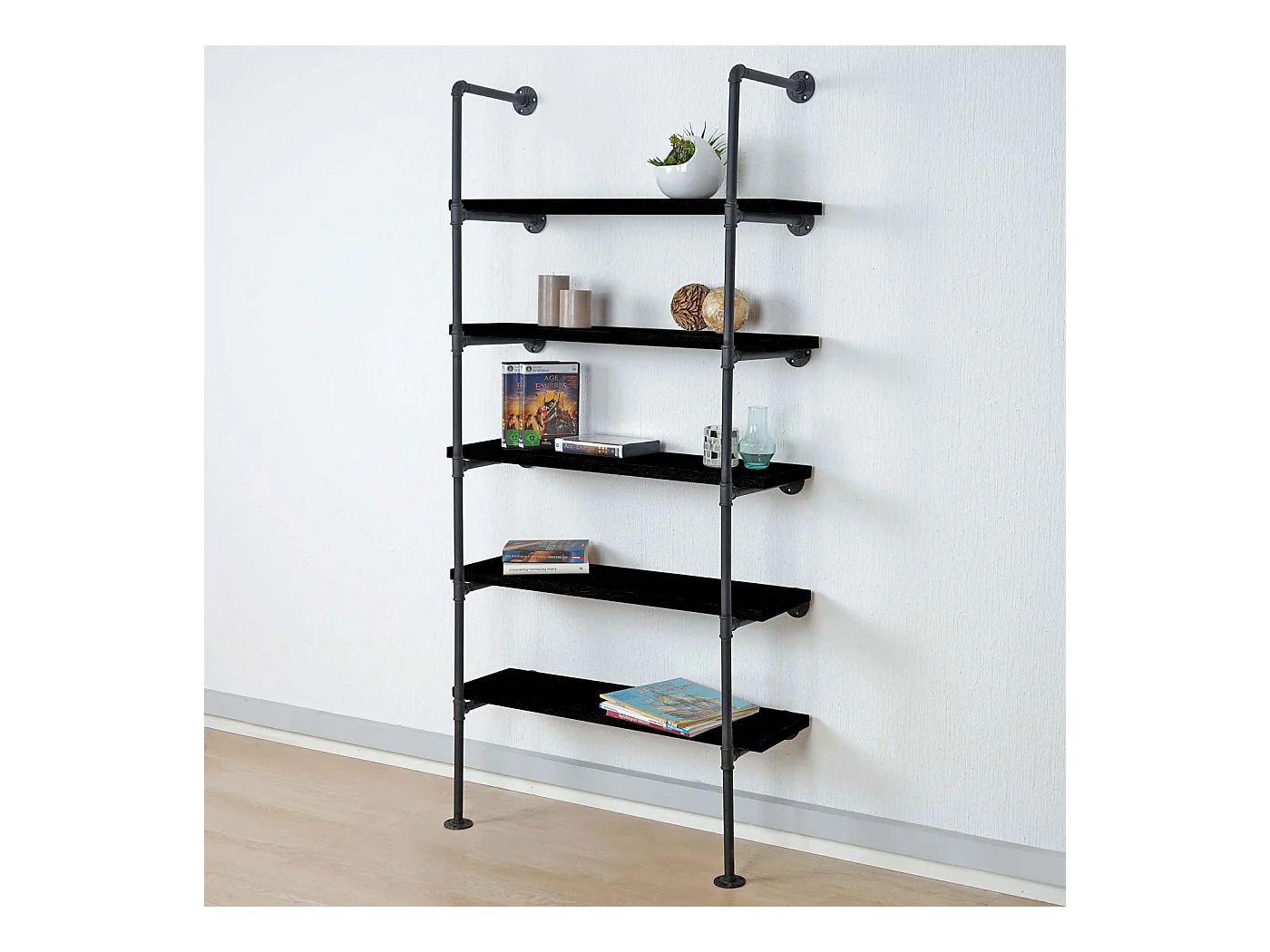 Étagère sur pieds rangement métal marron 80 x 28 x 165 cm 04_0004268