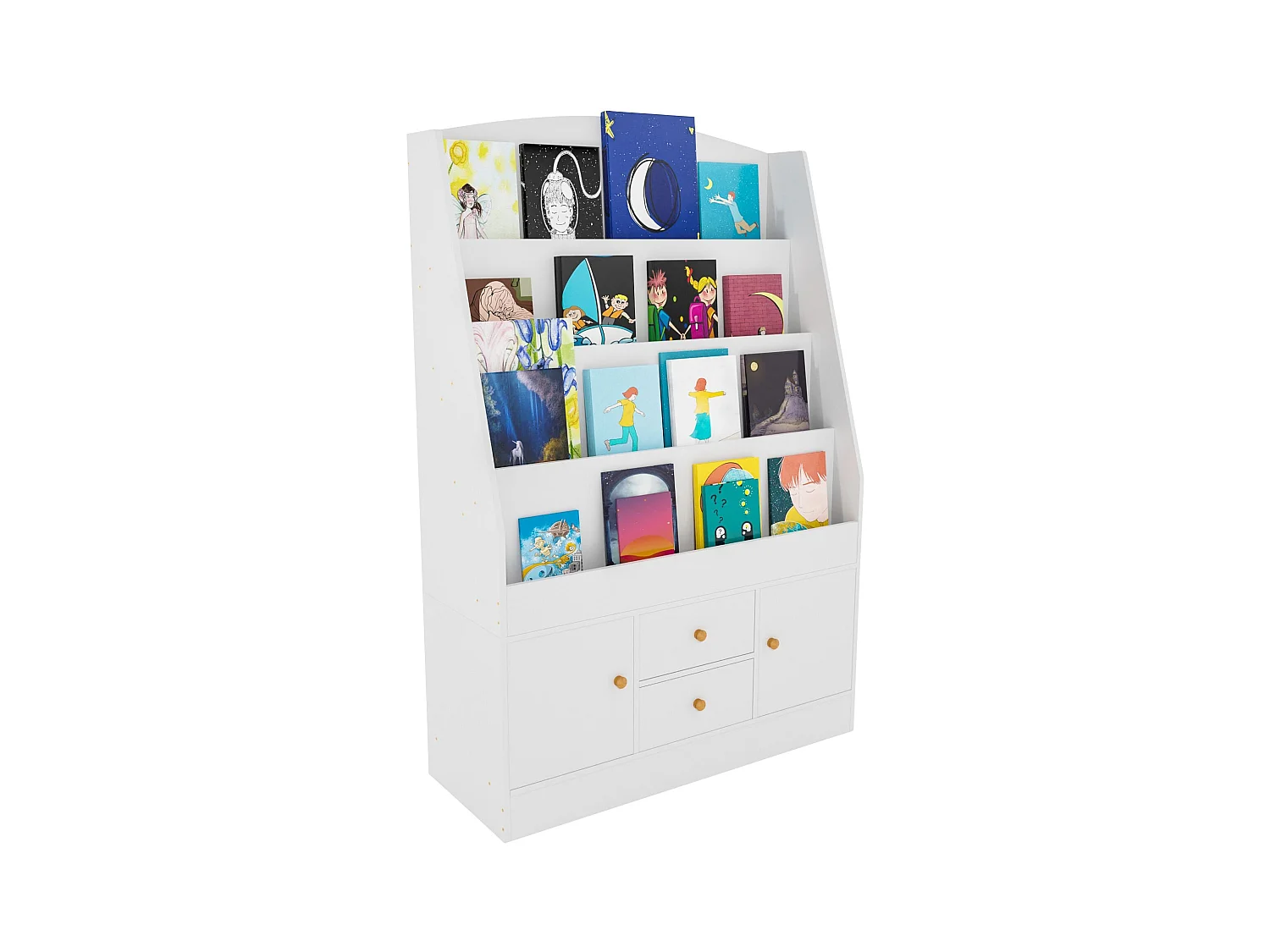 Bibliothèque étagère pour enfants effet bois blanche 80 x 30 x 123 cm 10_0003495