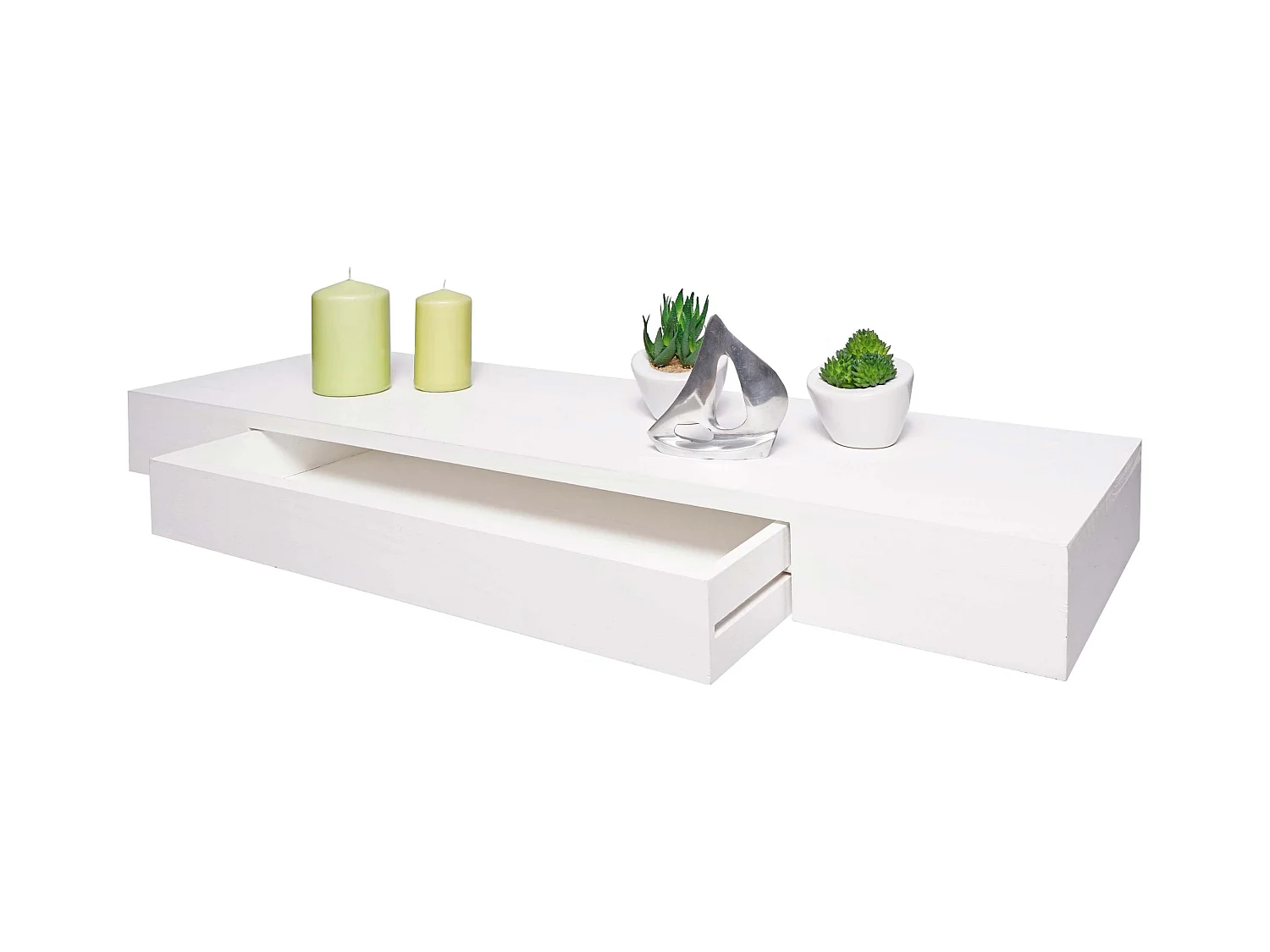 Tablette murale étagère avec bois blanche 80 x 25 x 8 cm 04_0005181