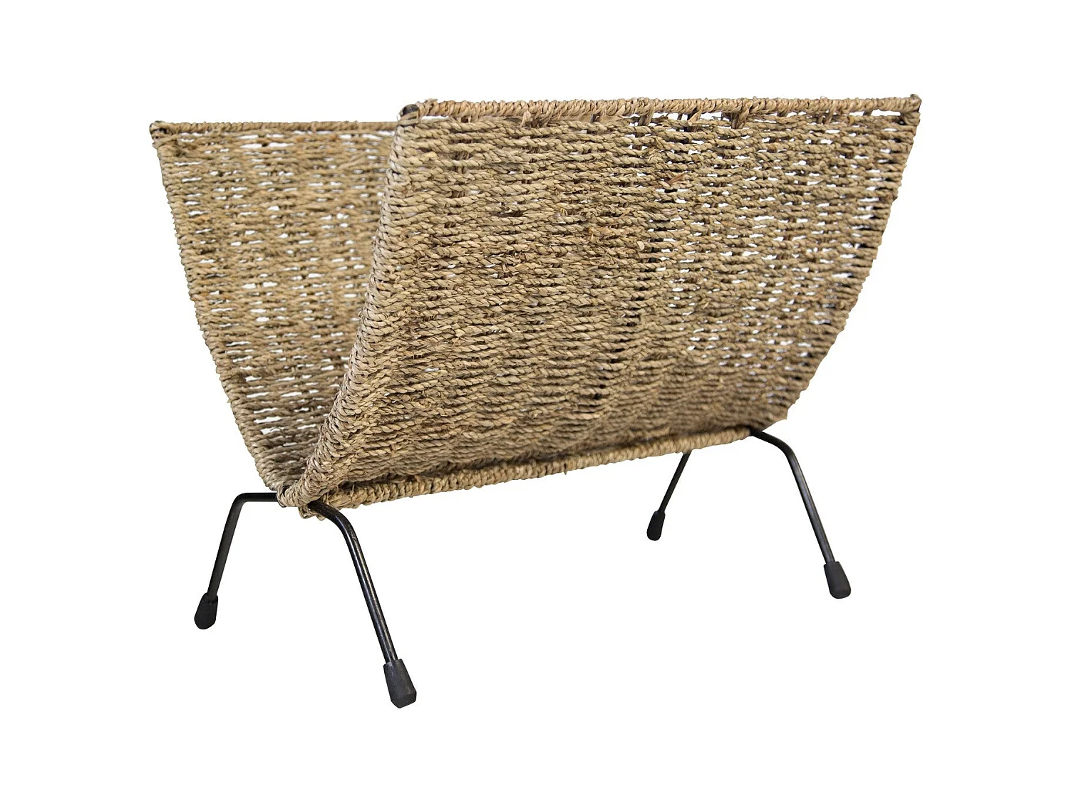 Porte-revues en jonc de métal argentée 37 x 23 x 33 cm DIV06014